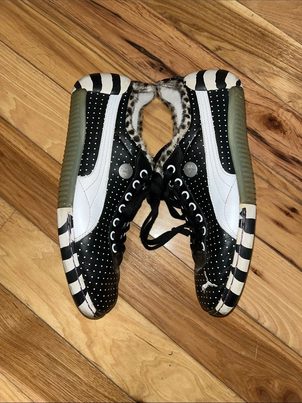 Miharayasuhiro for Puma Black Polka Dot Low-Top Sneakers with Striped Sole